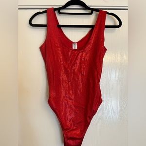 Red metallic bodysuit